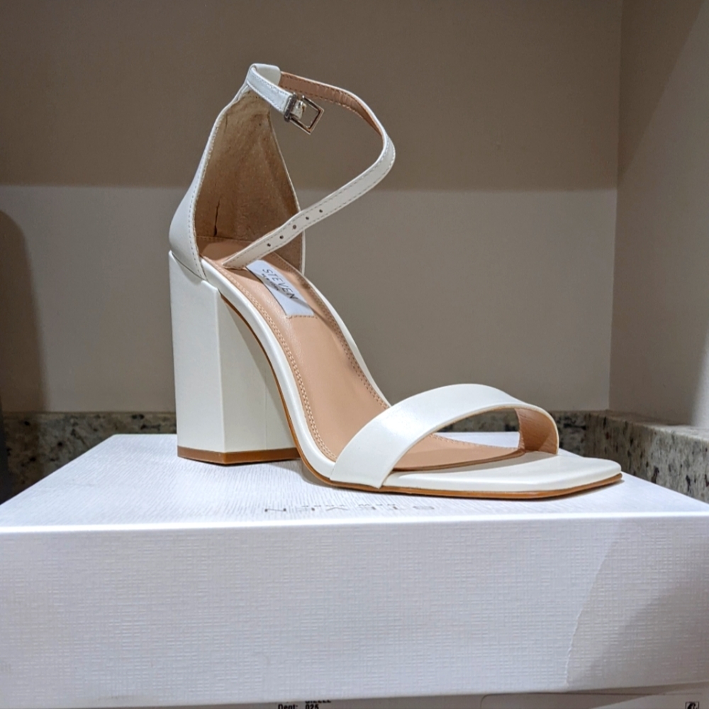 White Steven Block Heel, 9.5
